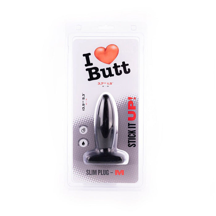 I ♥ Butt - Slanke Buttplug - M - Zwart-Erotiekvoordeel.nl