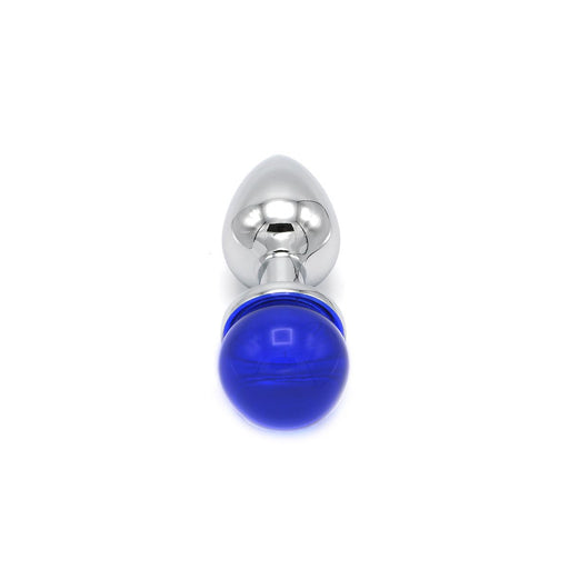 Kiotos - Aluminium Butt Plug With Sparkling Round Gemstone - Blue-Erotiekvoordeel.nl