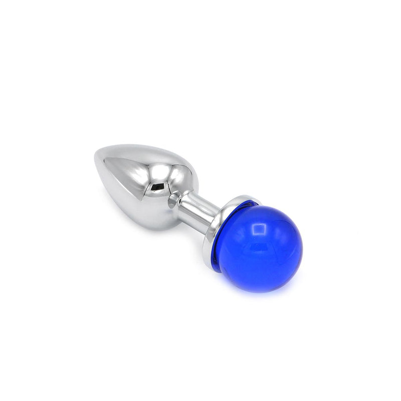 Kiotos - Aluminum Butt Plug with Sparkling Round Gemstone - Blue-Erotiekvoordeel.nl