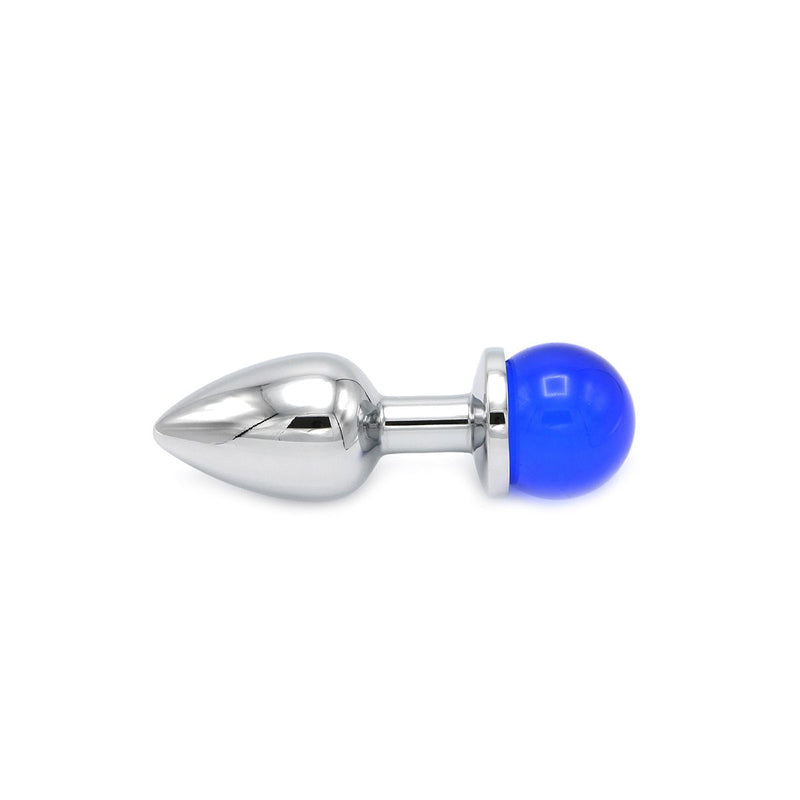 Kiotos - Aluminium Butt Plug with Sparkling Round Gemstone - Blue-Erotiekvoordeel.nl