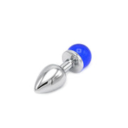 Kiotos - Aluminum Butt Plug with Glittering Round Decorative Stone - Blue-Erotiekvoordeel.nl
