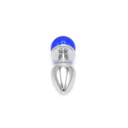 Kiotos - Aluminium Butt Plug with Glittering Round Gemstone - Blue-Erotiekvoordeel.nl
