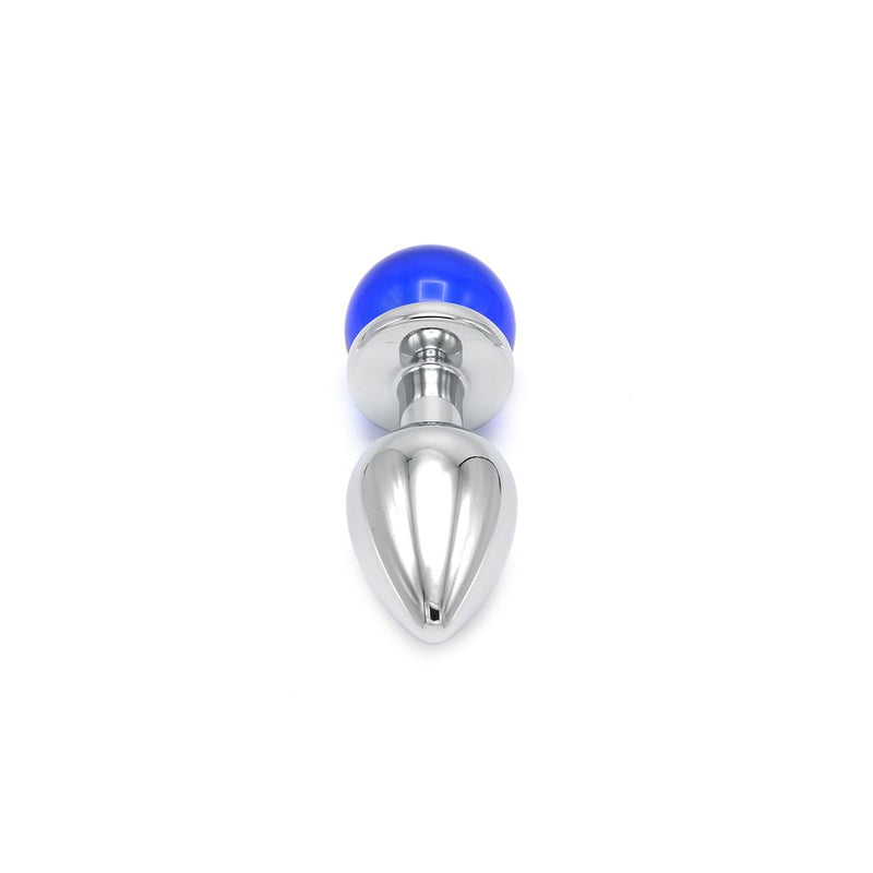 Kiotos - Aluminium Butt Plug with Glittering Round Gemstone - Blue-Erotiekvoordeel.nl