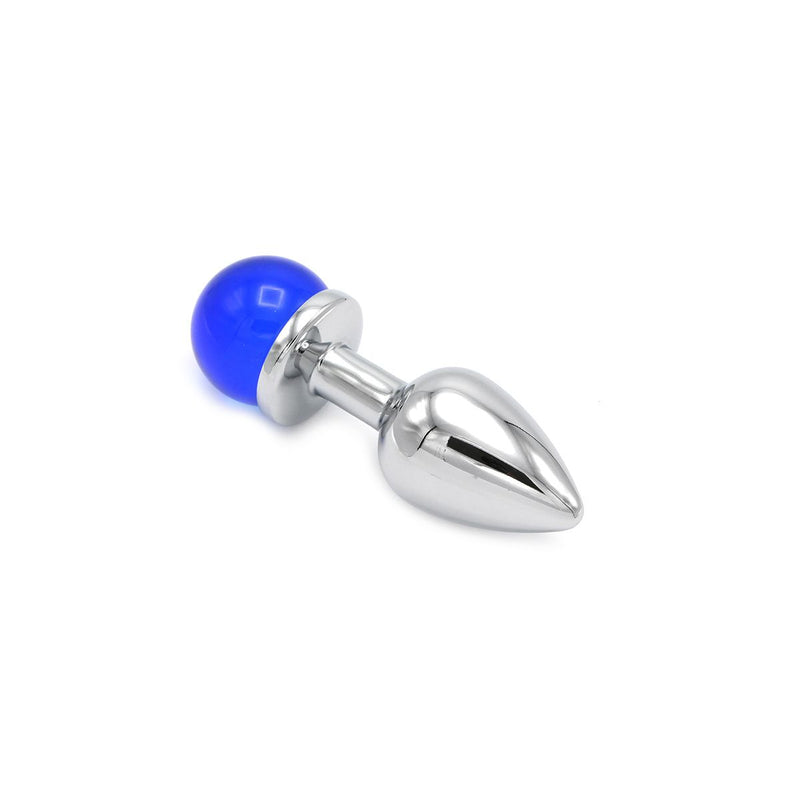 Kiotos - Aluminum Butt Plug with Sparkling Round Decorative Stone - Blue-Erotiekvoordeel.nl