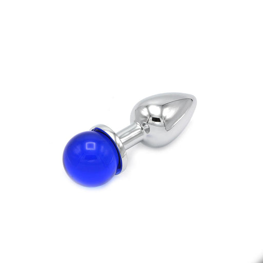 Kiotos - Aluminum Butt Plug with Sparkling Round Gemstone - Blue-Erotiekvoordeel.nl