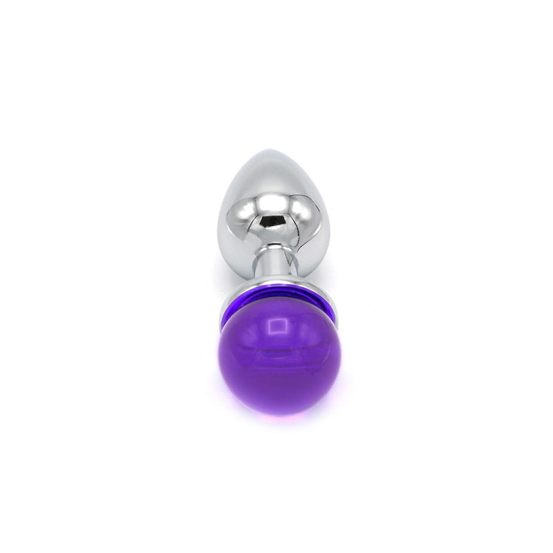 Kiotos - Aluminium Butt Plug with Sparkling Round Gemstone - Purple-Erotiekvoordeel.nl