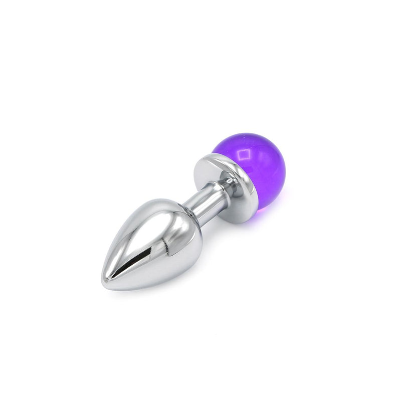 Kiotos - Aluminium Butt Plug with Sparkling Round Gem - Purple-Erotiekvoordeel.nl