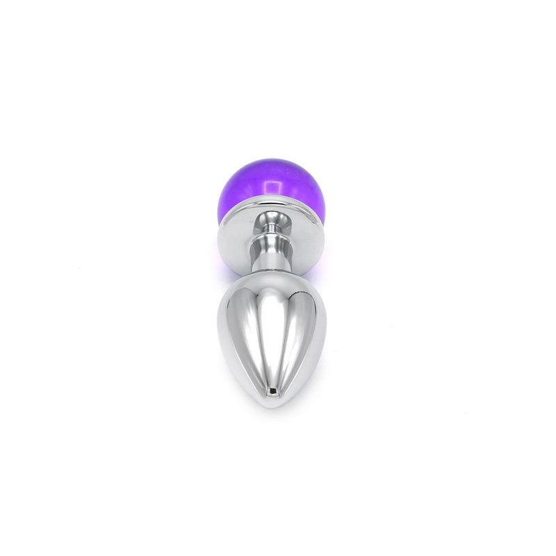 Kiotos - Aluminum Butt Plug with Glittering Round Gemstone - Purple-Erotiekvoordeel.nl