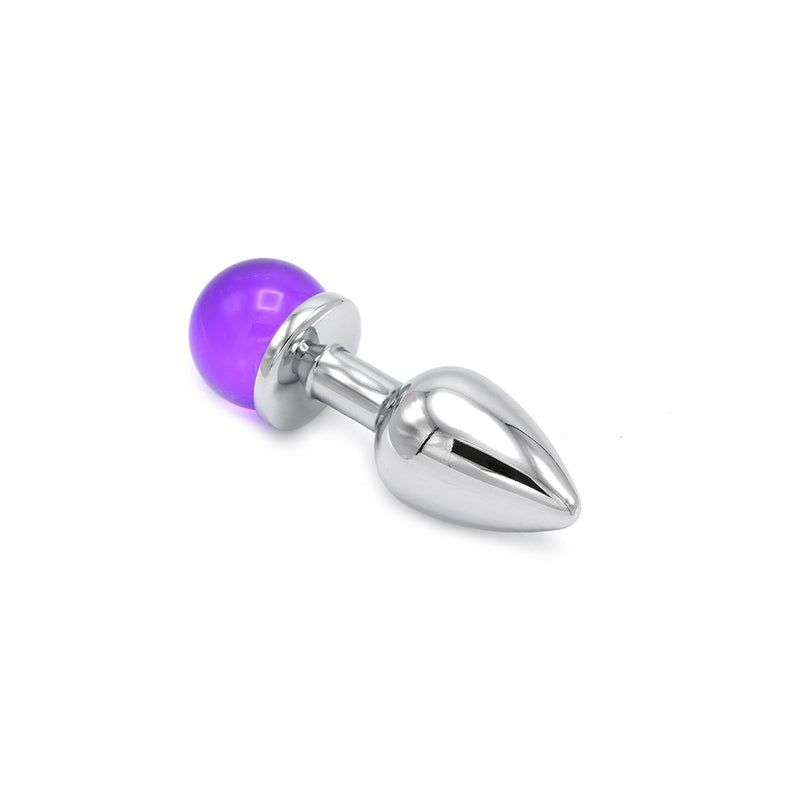 Kiotos - Aluminium Butt Plug with a Sparkling Round Decorative Stone - Paars-Erotiekvoordeel.nl
