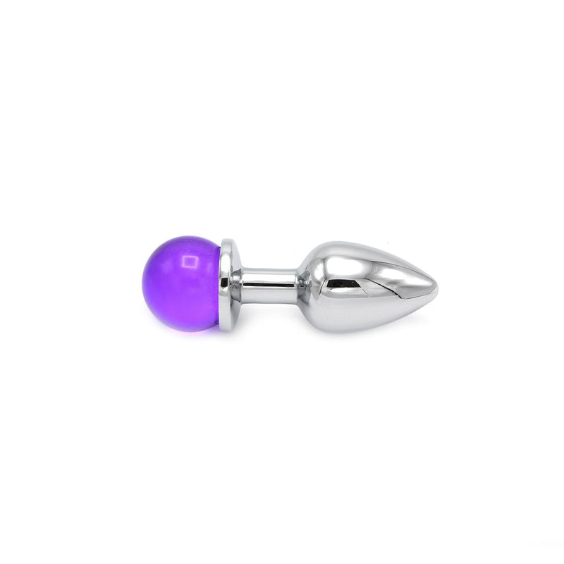 Kiotos - Aluminium Butt Plug with Glittering Round Gemstone - Purple-Erotiekvoordeel.nl