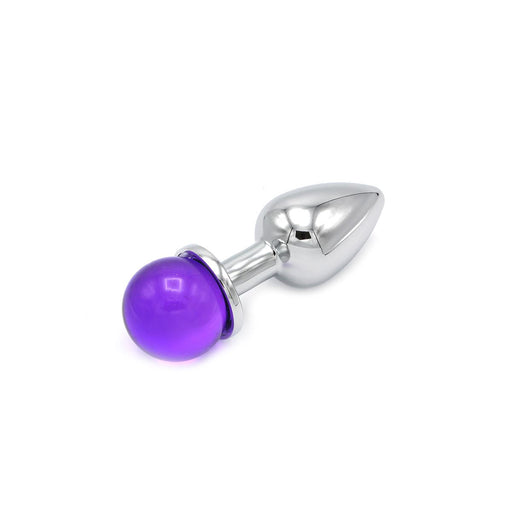 Kiotos - Aluminum Buttplug with Sparkling Round Decorative Stone - Purple-Erotiekvoordeel.nl