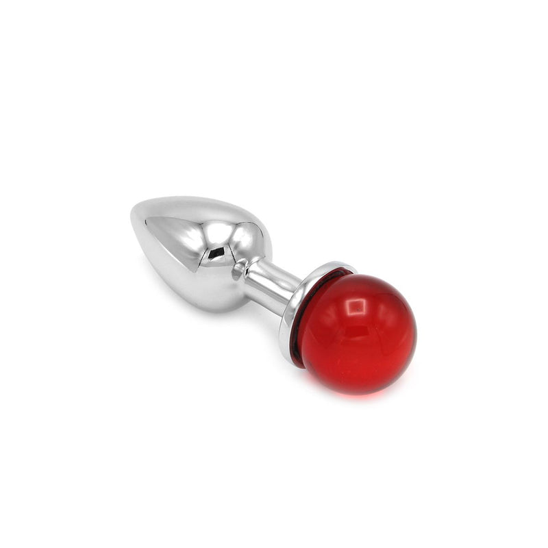 Kiotos - Aluminum Butt Plug With Glittering Round Gemstone - Rood-Erotiekvoordeel.nl