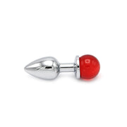 Kiotos - Aluminium Butt Plug with Sparkling Round Gemstone - Red-Erotiekvoordeel.nl