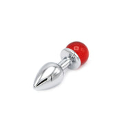 Kiotos - Aluminum Butt Plug With Sparkling Round Decorative Stone - Red-Erotiekvoordeel.nl