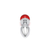 Kiotos - Aluminium Butt Plug With Glittering Round Decorative Stone - Red-Erotiekvoordeel.nl