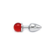 Kiotos - Aluminum butt plug with sparkling round gemstone - Red-Erotiekvoordeel.nl