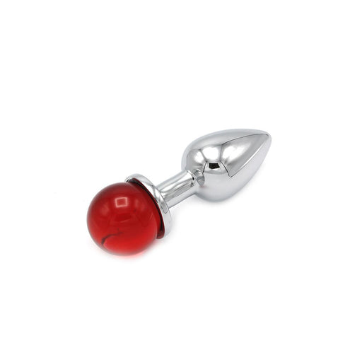 Kiotos - Aluminum Butt Plug with Sparkling Round Decorative Stone - Red-Erotiekvoordeel.nl