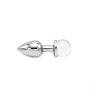 Kiotos - Aluminium Butt Plug with Sparkling Round Decorative Stone - Transparent-Erotiekvoordeel.nl