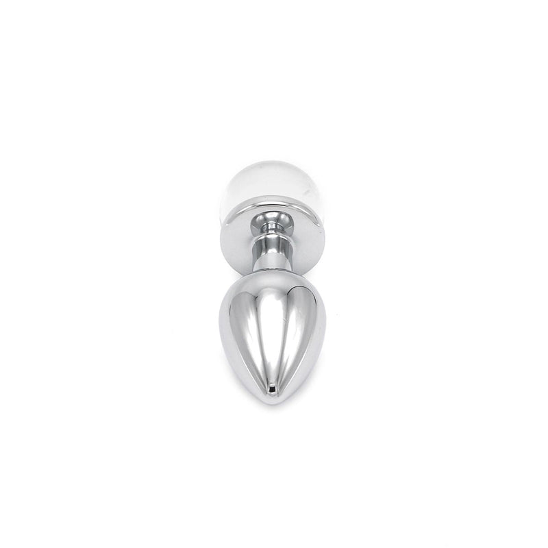 Kiotos - Aluminum Butt Plug with Sparkling Round Decorative Stone - Transparent-Erotiekvoordeel.nl