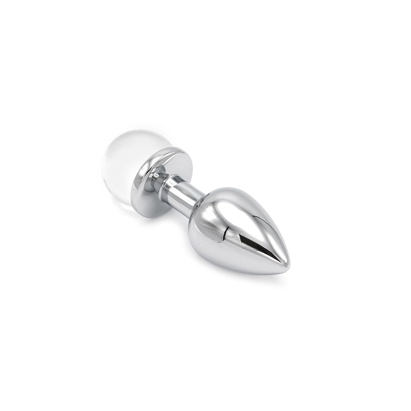 Kiotos - Aluminum Butt Plug with Sparkling Round Gemstone - Transparent-Erotiekvoordeel.nl