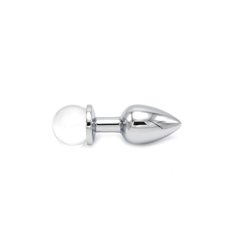 Kiotos - Aluminium Buttplug with Glittering Round Gem - Transparent-Erotiekvoordeel.nl
