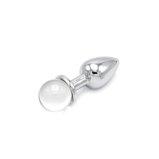 Kiotos - Aluminium Butt Plug with Glittering Round Decorative Stone - Transparent-Erotiekvoordeel.nl