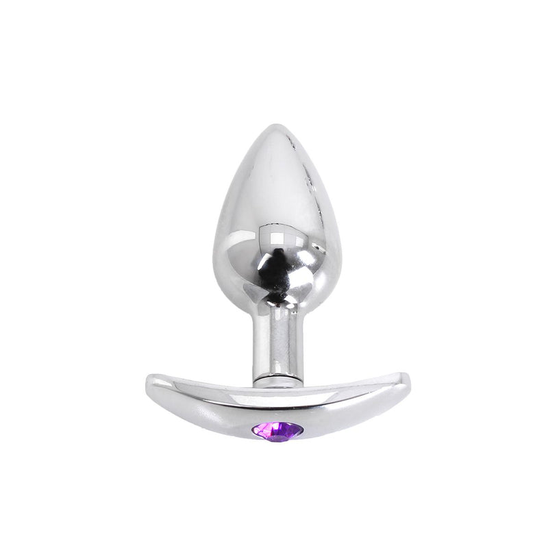 Kiotos - Aluminium butt plug with handle and decorative crystal - Purple-Erotiekvoordeel.nl