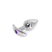 Kiotos - Aluminum butt plug with handle and decorative crystal - Purple-Erotiekvoordeel.nl