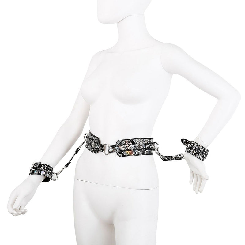 Kiotos - BDSM Set Met Slangenprint - Neon Zilver-Erotiekvoordeel.nl