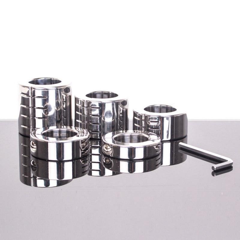 Kiotos - Ballstretcher aus Edelstahl mit Rillen, klappbar, 20 mm hoch, Ø 35 mm - Erotiekvoordeel.nl