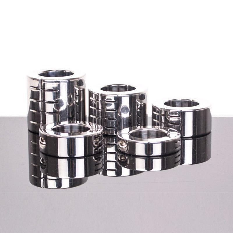 Kiotos - Ballstretcher en acier inoxydable avec rainures, articulé, 42 mm de hauteur, Ø 35 mm - Erotiekvoordeel.nl