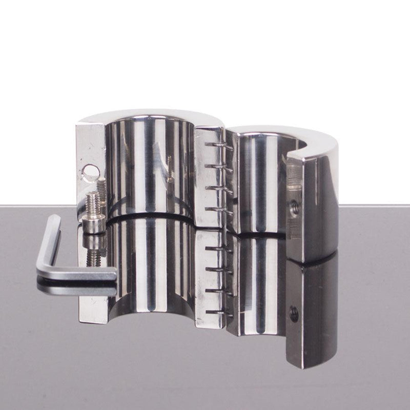 Kiotos - Ballstretcher en acier inoxydable avec rainures, articulé, 42 mm de hauteur, Ø 35 mm - Erotiekvoordeel.nl