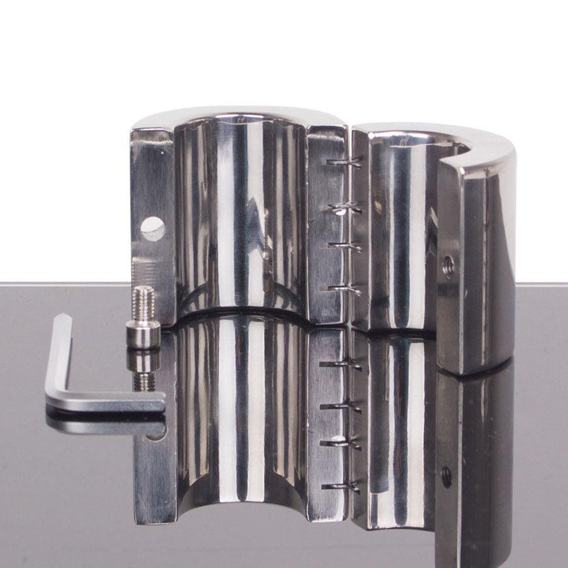 Kiotos - Ballstretcher en acier inoxydable avec rainures, articulé, 56 mm de haut, Ø 35 mm - Erotiekvoordeel.nl