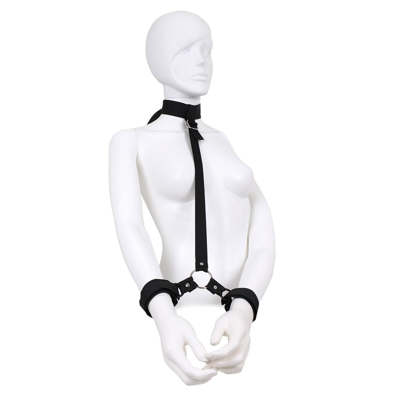Kiotos - Set bondage economico con collare e manette - Nero-Erotiekvoordeel.nl