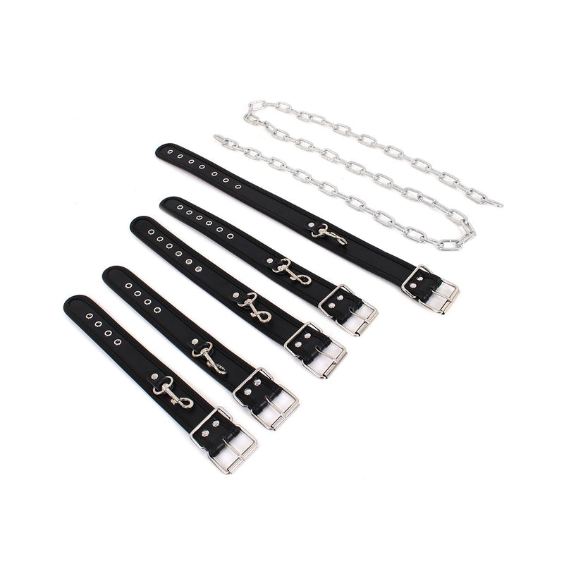 Kiotos - Kit de bondage économique avec collier, menottes et entraves - Noir-Erotiekvoordeel.nl