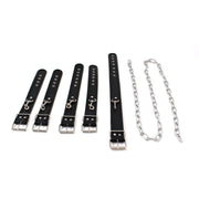 Kiotos - Kit de bondage économique avec collier, menottes et entraves - Noir-Erotiekvoordeel.nl