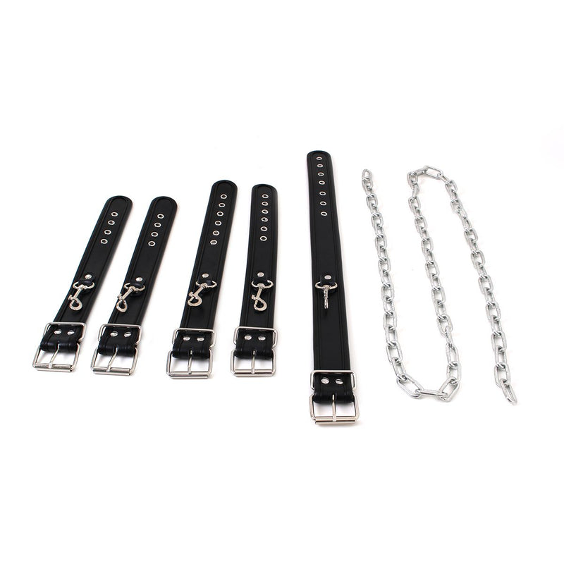 Kiotos - Kit de bondage économique avec collier, menottes et entraves - Noir-Erotiekvoordeel.nl
