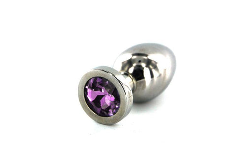 Kiotos - Stainless Steel Butt Plug with Purple Crystal - Small-Erotiekvoordeel.nl