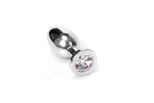 Kiotos - Stainless Steel Butt Plug with Transparent Crystal - Medium-Erotiekvoordeel.nl