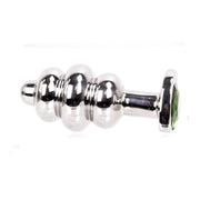 Kiotos - Ribbed stainless steel buttplug with diamond, heart-shaped - green-Erotiekvoordeel.nl
