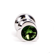 Kiotos - Ribbed stainless steel buttplug with diamond in heart shape - green-Erotiekvoordeel.nl