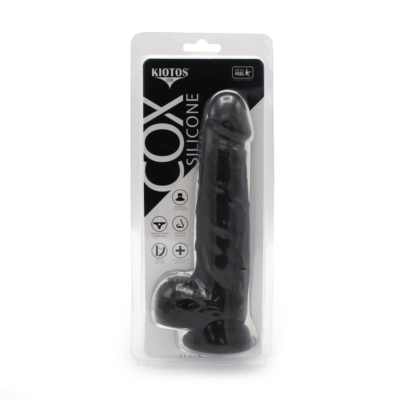 Kiotos Cox - Siliconen Dildo 21.5 x 3.7 cm - Zwart-Erotiekvoordeel.nl