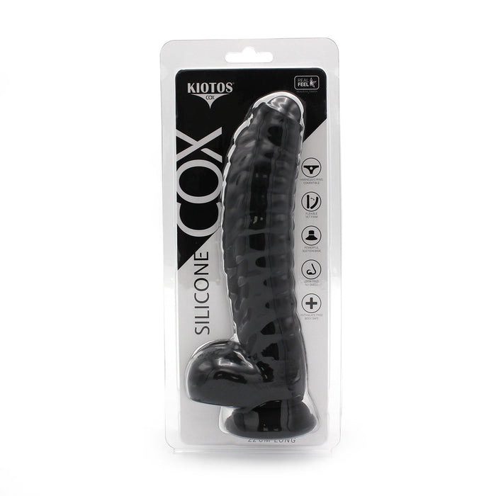 Kiotos Cox - Siliconen Dildo 22 x 5 cm - Zwart-Erotiekvoordeel.nl