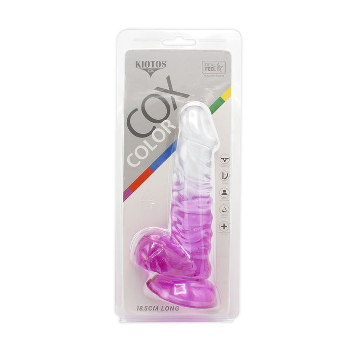 Kiotos Cox Color - Gekleurde Dildo 02 - 18,5 x 4 cm - Transparant/Paars-Erotiekvoordeel.nl