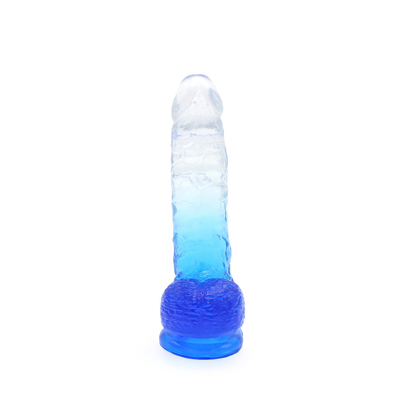 Kiotos Cox Color - Gekleurde Dildo 08 - 18,5 x 4 cm - Transparant/Blauw-Erotiekvoordeel.nl