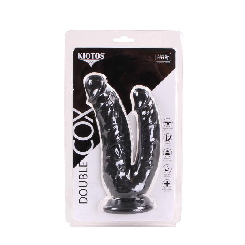 Kiotos Cox - Dildo Voor Dubbele Penetratie - 21 x 3.5/4.5 cm - Zwart-Erotiekvoordeel.nl