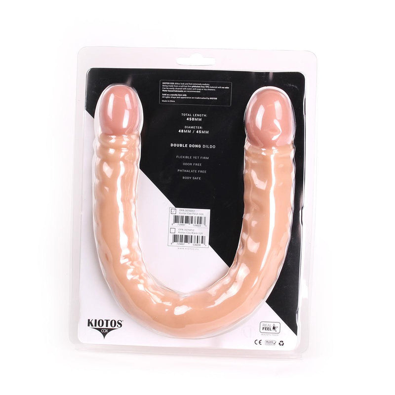 Kiotos Cox - Dubbele Dildo - 45 x 4,5/4,8 cm - Lichte Huidskleur-Erotiekvoordeel.nl