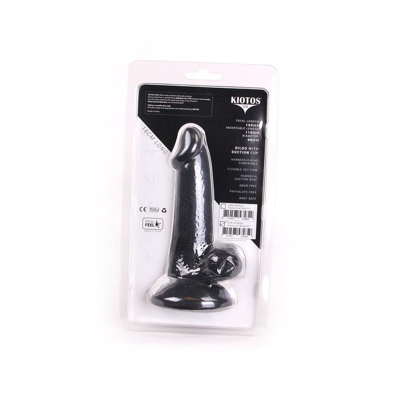 Kiotos Cox - Rechte Dildo Met Balzak 16 x 4 cm - Zwart-Erotiekvoordeel.nl