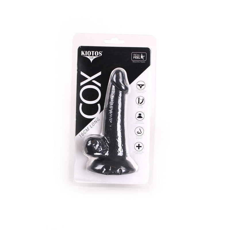 Kiotos Cox - Dildo Dritto Con Scroto 16 x 4 cm - Nero-Erotiekvoordeel.nl