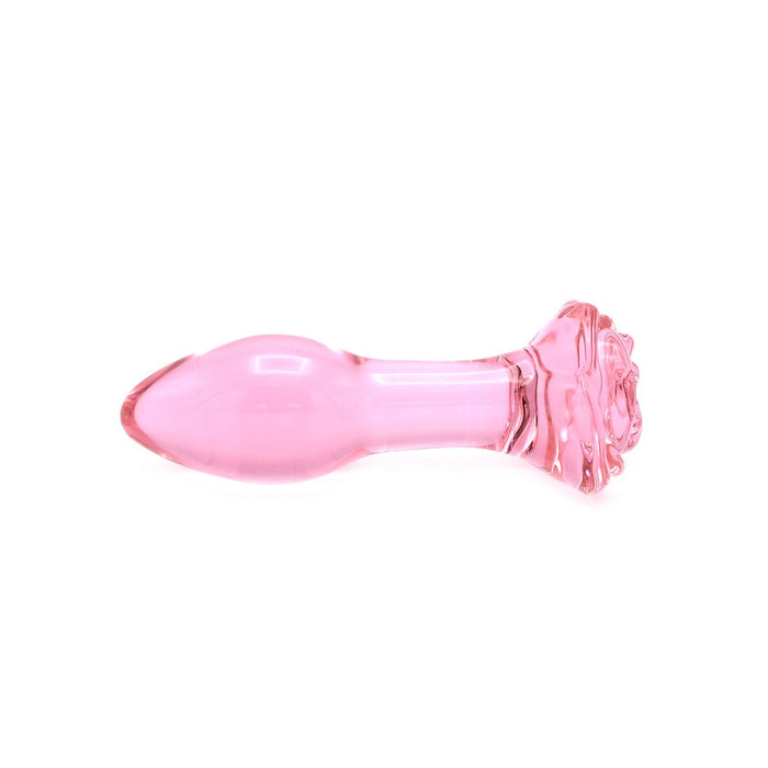Kiotos Glass - Glazen Buttplug Met Roos - Roze-Erotiekvoordeel.nl